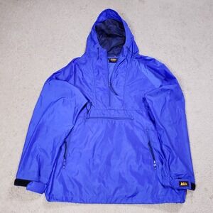 Vintage Rei Anorak Jacket Mens M Blue Lightweight 1/2 Zip Pullover Pockets